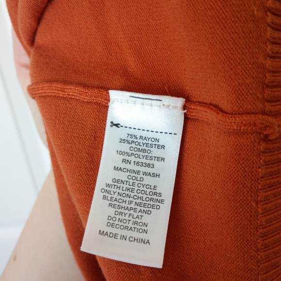 Orange Sweater with Patterned Sleeves Rio & Rian Size  M - Picture 5 of 5